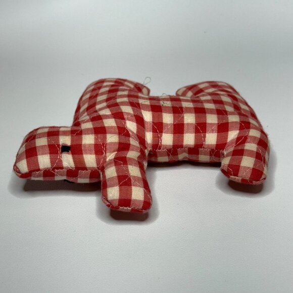 Red Gingham Plush Toy Scottie Dog Plaid Cloth Vintage Handcrafted - Picture 6 of 7